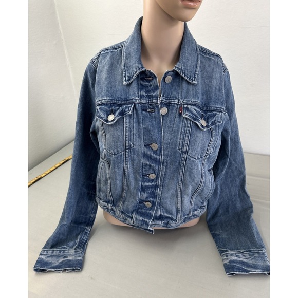 Levi's Jackets & Blazers - Womens Levi's Jeans Silver Label Denim Jacket Medium Whisker Fade Trucker Chic